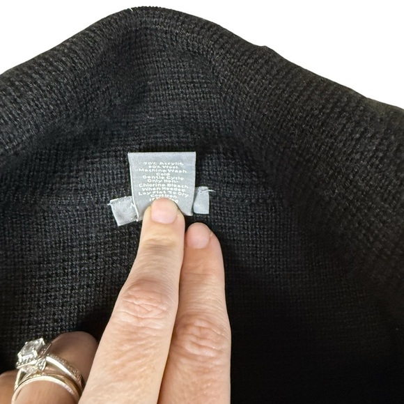 Ann Taylor Factory Simply Elegant Black Open Front Cozy Cardigan Sweater Medium - Picture 4 of 5